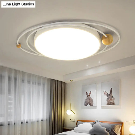 21/26/31 Dia Round Flush Mount Light Nordic Metal Gray/White/Green Led Ceiling For Bedroom In