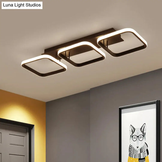 21.5/31/41 L Square Semi Flush Acrylic Lamp Black/Gold Led Ceiling Mount Warm/White Light Black / 31