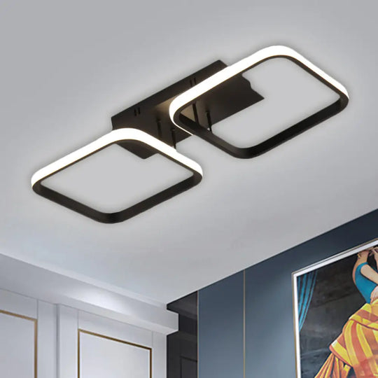 21.5’/31’/41’ L Square Semi Flush Acrylic Lamp Black/Gold Led Ceiling Mount Warm/White Light