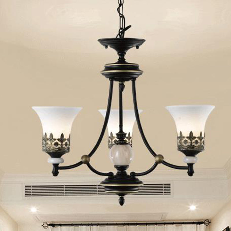 Traditional Bronze Bell Chandelier Lamp With Frosted Glass - 3/5/6 Lights For Living Room 3 /