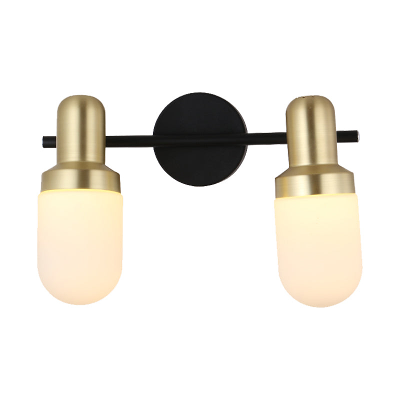 Modern Glass Sconce Light - Wall Mount 1/2/3 Lights With Black Arm And Backplate