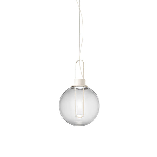 Contemporary Clear Glass Sphere Pendant Lighting - 1 Light White/Black Hanging Lamp Fixture for Restaurants