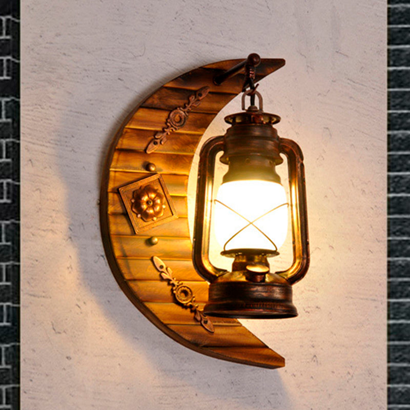 Frosted Glass Lantern Sconce - Coastal 1 Light Wall Mounted Lamp In Weathered Copper