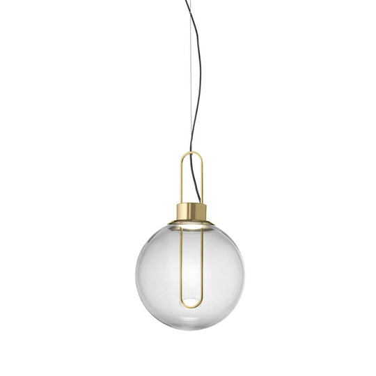 Modernist Clear Glass Sphere Pendant Light With Gold/Chrome/Rose Gold Finish - White
