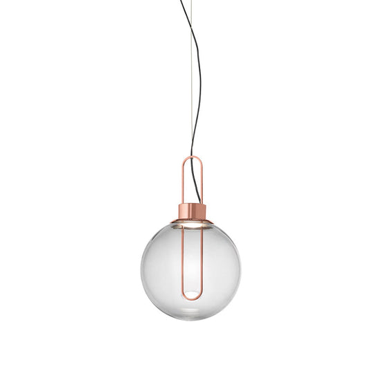 Modernist Clear Glass Sphere Pendant Light With Gold/Chrome/Rose Gold Finish - White