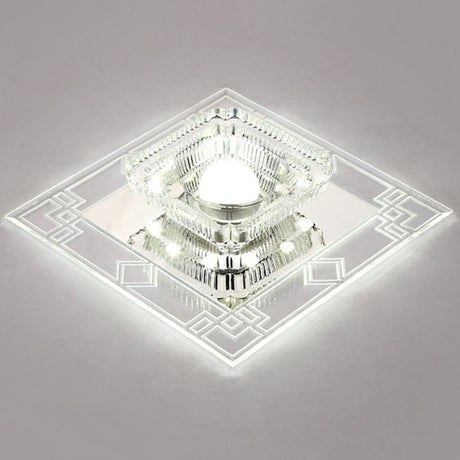 Modern Clear Crystal Led Flush Mount Ceiling Light For Entryway