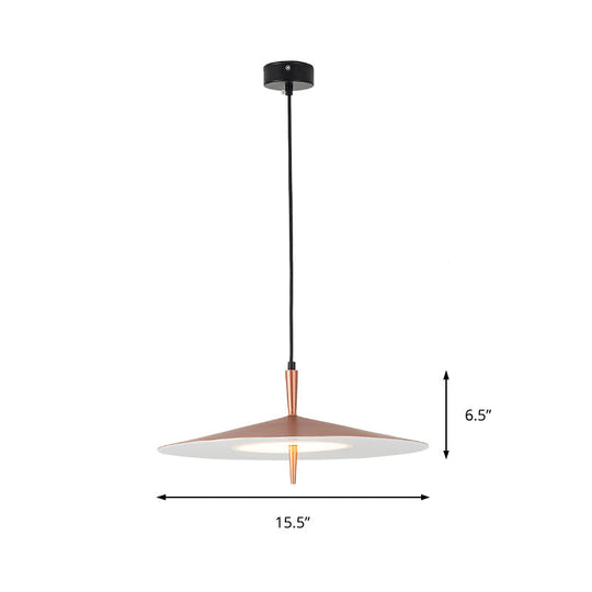 Contemporary Rose Gold Slim Led Pendant Light With Acrylic Shade And White Glow