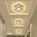 Modern Crystal Flower Led Ceiling Light For Entryway - Clear Flushmount / 3W Warm