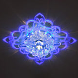 Contemporary Square Led Flush Mount Ceiling Light With Crystal Clear Design For Entryways / 3W Blue