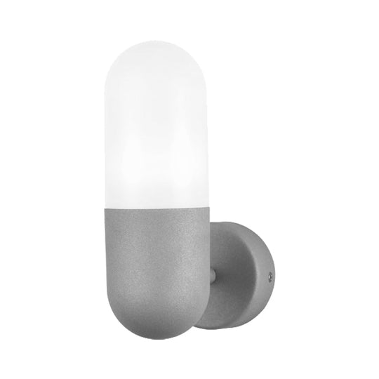 Postmodern Metal Wall Sconce Light: Capsule Design 1-Light Black/Gray/White Bedroom Décor