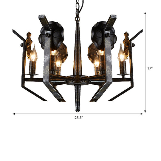 Industrial 6-Light Antique Bronze Metal Candle Hanging Chandelier For Dining Room Pendant Light