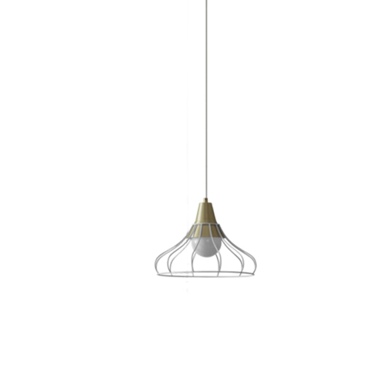Modern Metal Cone Pendant Light with Wire-Cage Shade - 1 Light, 9"/13" Wide