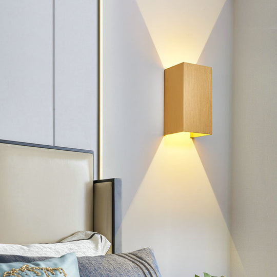 Contemporary Led Wall Sconce In Metal Gold/Coffee/Grey For Bedroom Gold