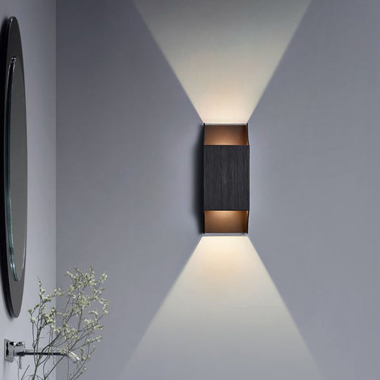 Bedroom Up And Down Led Wall Sconce - 1 Light With Geometric Metal Shade Black/Grey/White