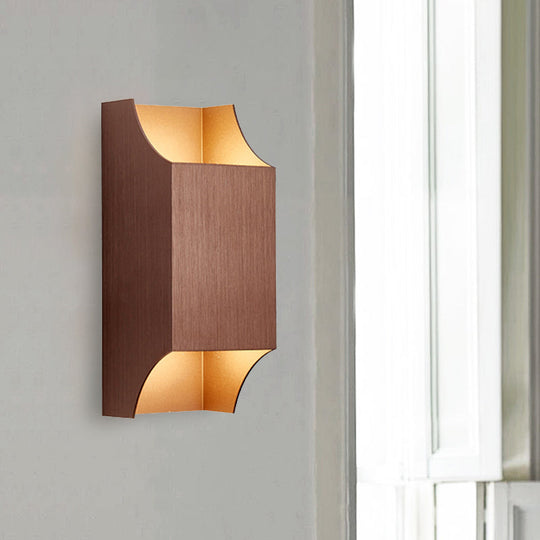 Bedroom Up And Down Led Wall Sconce - 1 Light With Geometric Metal Shade Black/Grey/White Bronze