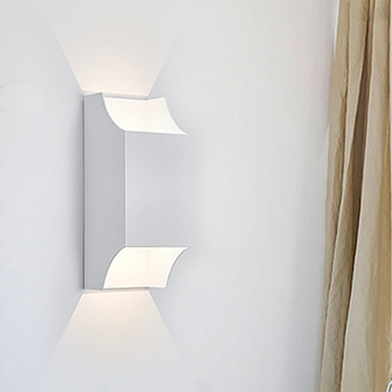 Bedroom Up And Down Led Wall Sconce - 1 Light With Geometric Metal Shade Black/Grey/White White