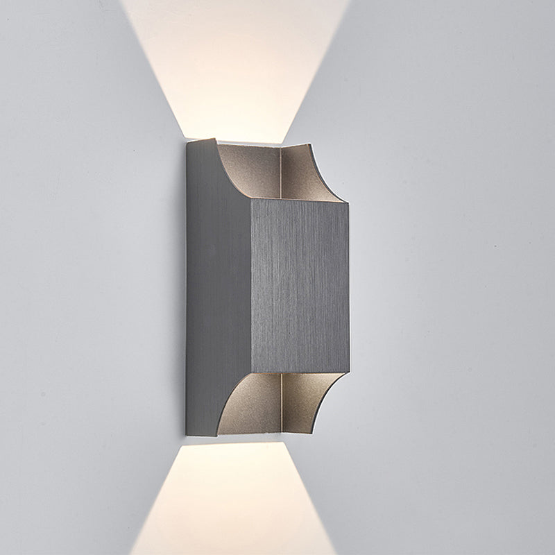 Bedroom Up And Down Led Wall Sconce - 1 Light With Geometric Metal Shade Black/Grey/White Grey