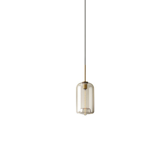Contemporary Brass Suspension Lamp with Clear Glass Shade - Dining Room Pendant Light, 7"/10"/11" Wide