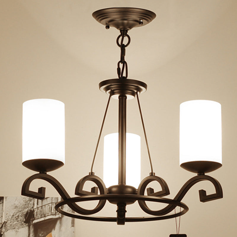 Classic Black Chandelier Light With Frosted Glass Shades - 3/6 Lights Ideal For Living Room Ceiling