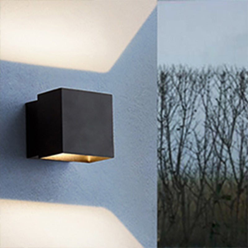 Contemporary Led Wall Sconce - Cuboid Shape Adjustable Angle Metal Black/Grey/White Outdoor Mount