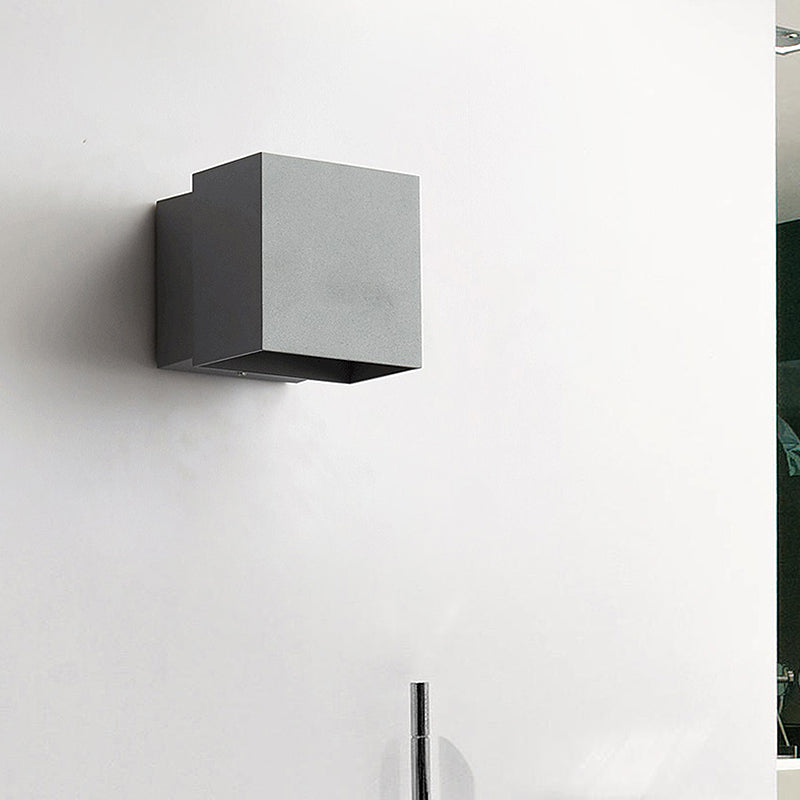 Contemporary Led Wall Sconce - Cuboid Shape Adjustable Angle Metal Black/Grey/White Outdoor Mount