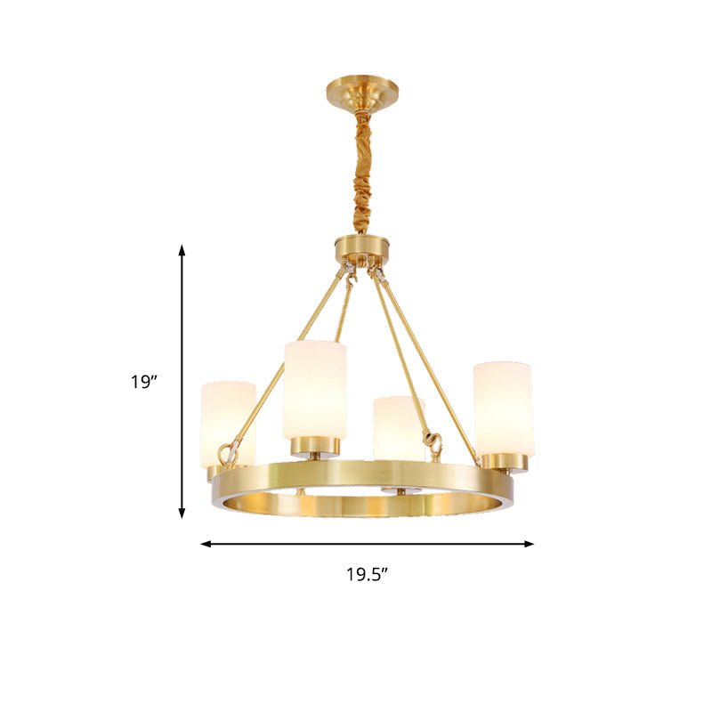 Frosted Glass Chandelier Pendant Light With Gold Finish - Classic 4/6 Lights For Bedroom