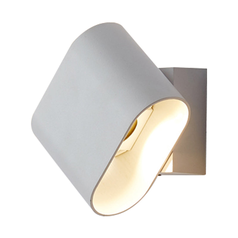 Modern Led Round Edge Wall Sconce Light Simple Metal Mountable In Black Grey Or White - Ideal For