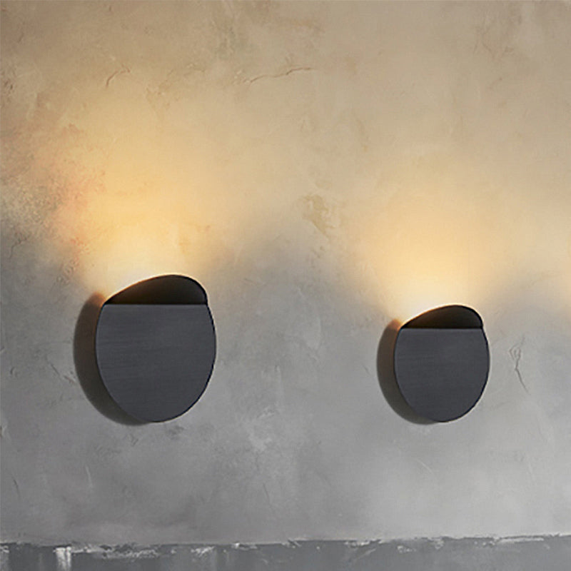 Modern Round Metal Wall Sconce Light - Black/Grey/White Led Corridor Mount