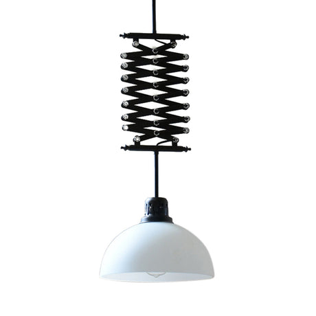 Industrial Style Dome Ceiling Light With Extendable Arm Metallic Finish 1 Bulb Black/White