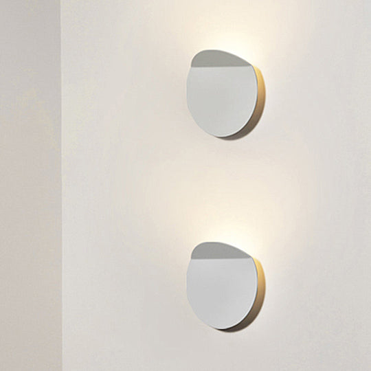 Modern Round Metal Wall Sconce Light - Black/Grey/White Led Corridor Mount White