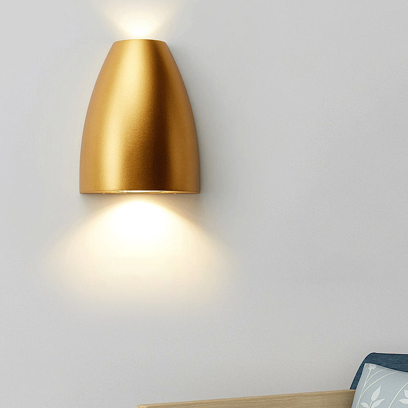 Contemporary Bullet Wall Sconce - Led Up And Downlight For Stairway Modern Metallic Finish In