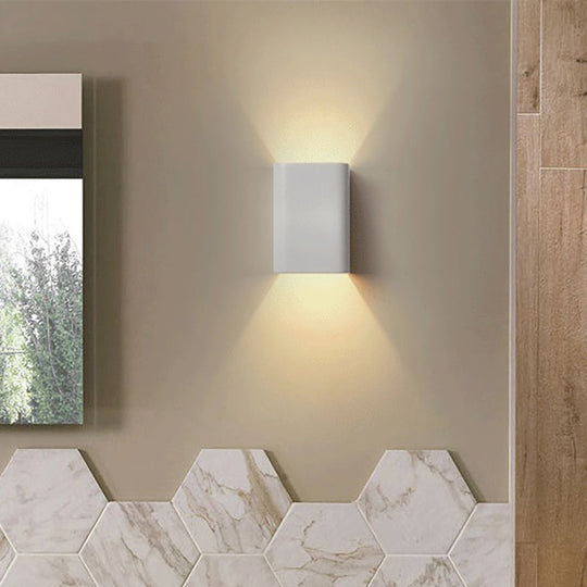 Contemporary Cuboid Metal Led Wall Sconce - Bronze/Gold/White Light For Living Room
