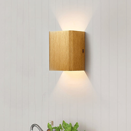 Contemporary Cuboid Metal Led Wall Sconce - Bronze/Gold/White Light For Living Room Gold
