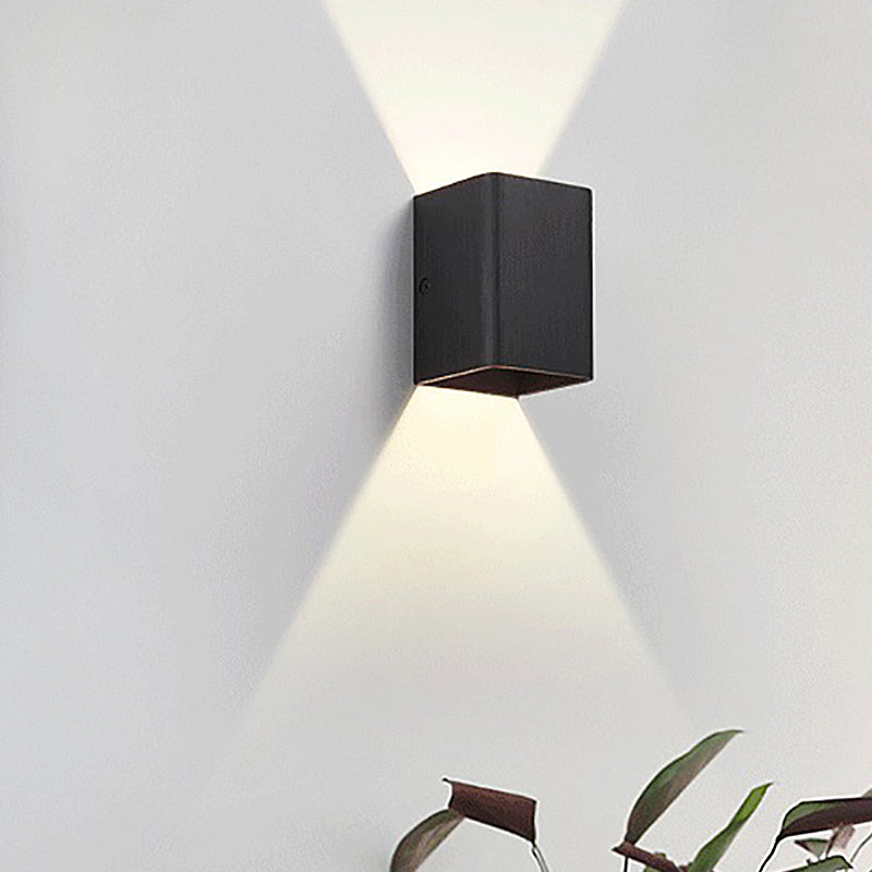 Contemporary Cuboid Metal Led Wall Sconce - Bronze/Gold/White Light For Living Room Black
