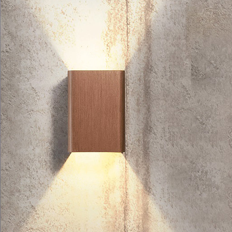 Contemporary Cuboid Metal Led Wall Sconce - Bronze/Gold/White Light For Living Room Bronze