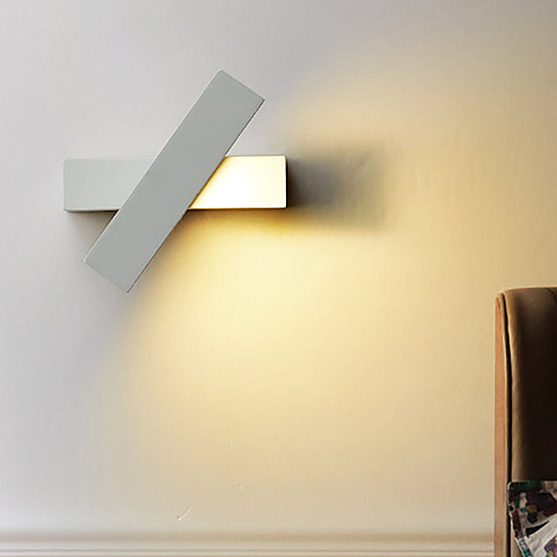 Modern Metal Rectangular Wall Sconce Led Mount Light With Rotatable Design (Black/White/Grey) White