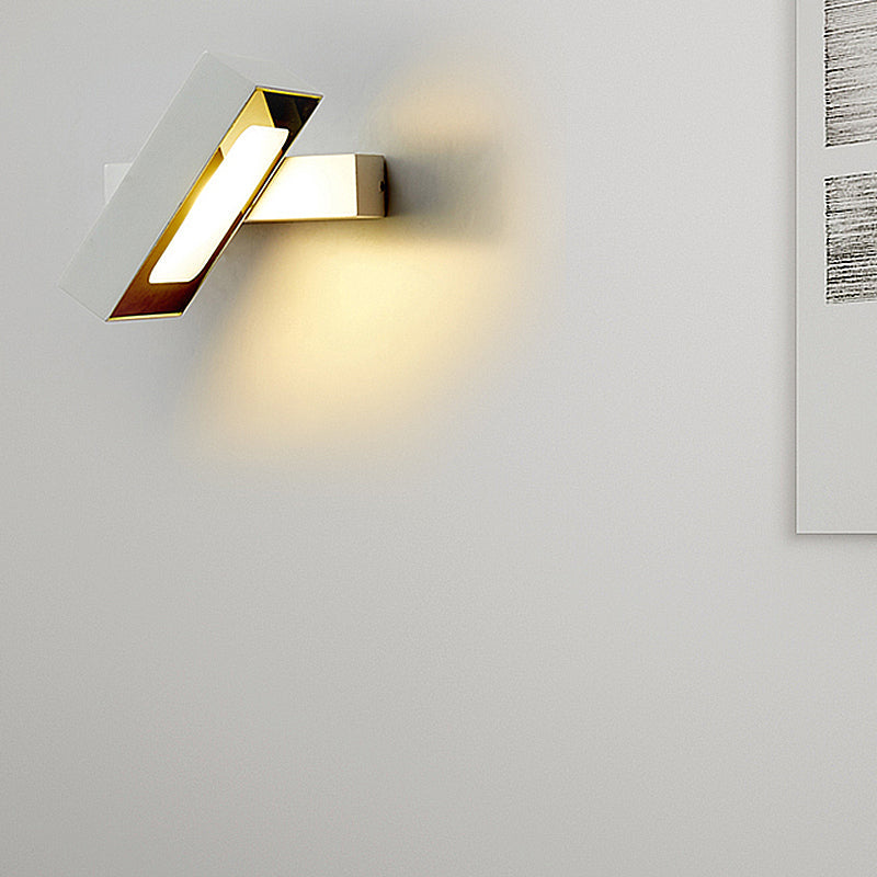 Modern Metal Rectangular Wall Sconce Led Mount Light With Rotatable Design (Black/White/Grey)