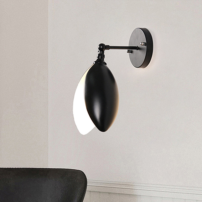 Blooming Bud Wall Light - Modern Metal 1-Light Mounted For Living Room (Black/White) Black