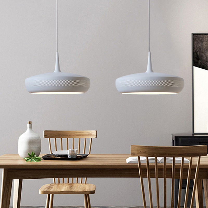 Modern Round LED Pendant Light for Dining Room - Metallic Suspension Fixture