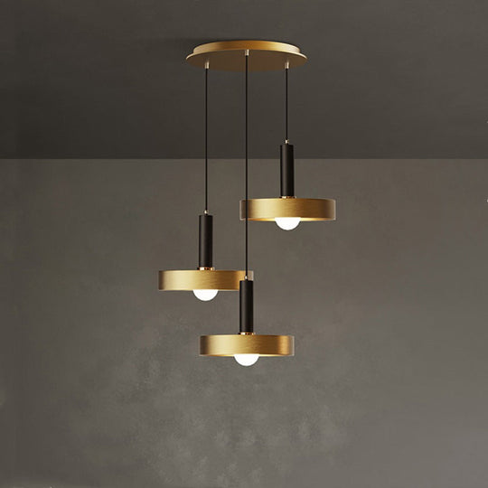 Modern Gold Pendant Light Fixture For Dining Room With Metallic Lid Shape 3 /