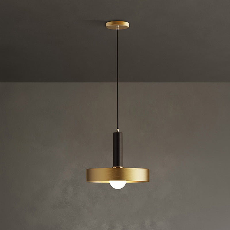 Gold Metallic Lid Shaped Pendant Light Fixture for Dining Room - Post-Modern Suspension Lighting
