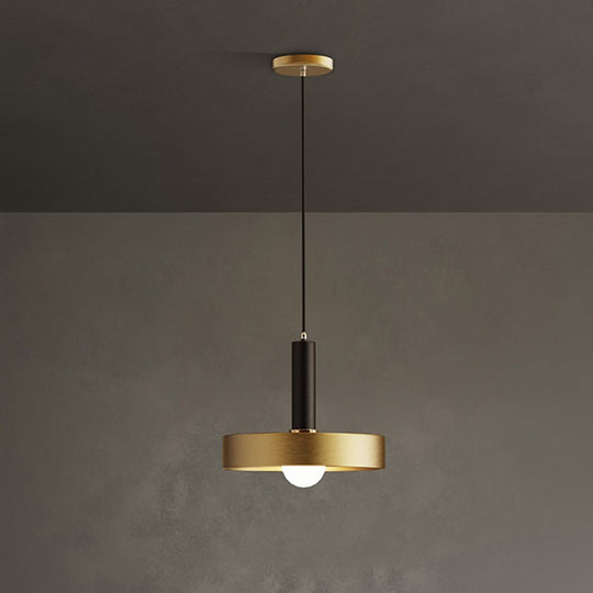 Modern Gold Pendant Light Fixture For Dining Room With Metallic Lid Shape