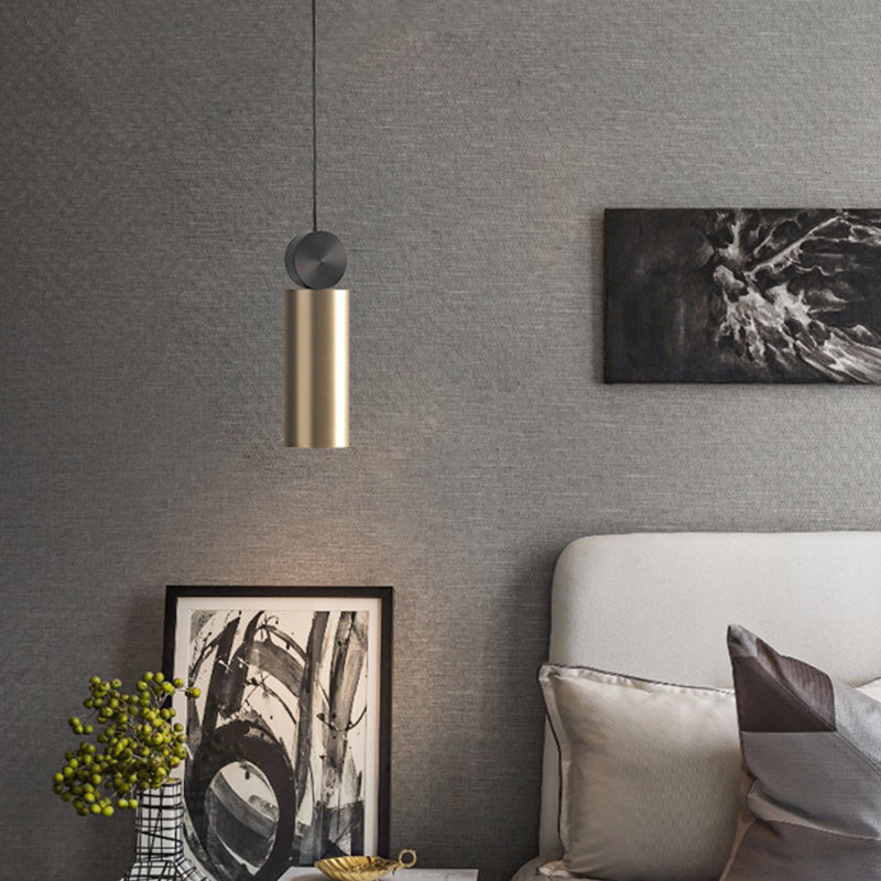 Simplicity Gold Geometric Led Ceiling Light For Dining Room / White Long Column