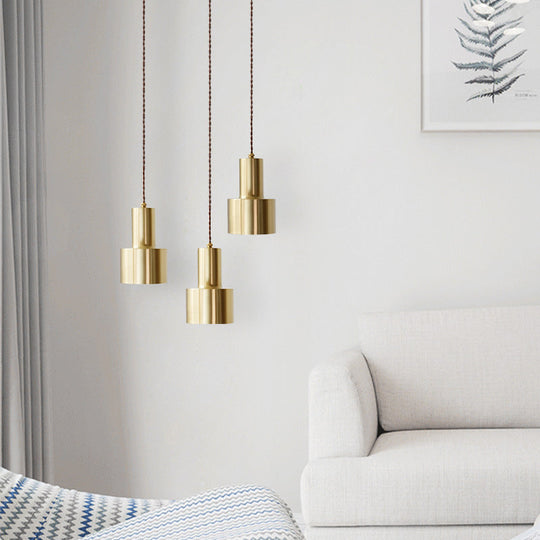 Gold Grenade Pendant Ceiling Light - Minimalist Metallic Suspension Lighting For Living Room / 5W