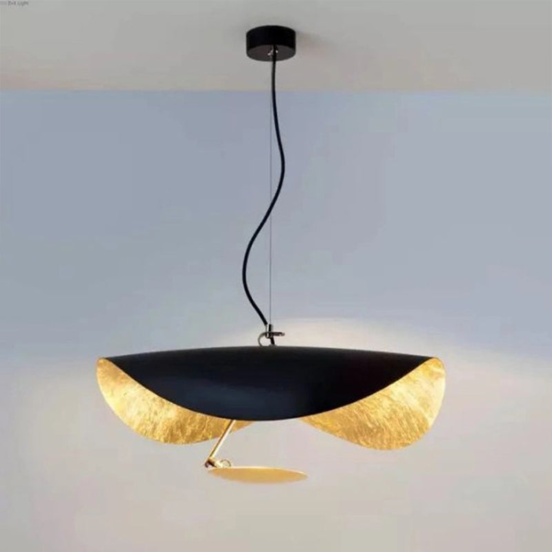Lotus Leaf Shade Led Pendant Ceiling Light - Modern Metal Suspension Lighting For Living Room Black