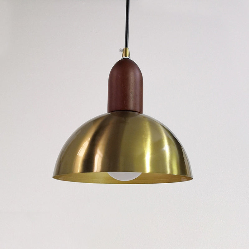 Modern Brass Pendant Light with Dome Shade - Single Postmodern Suspension Fixture for Living Room