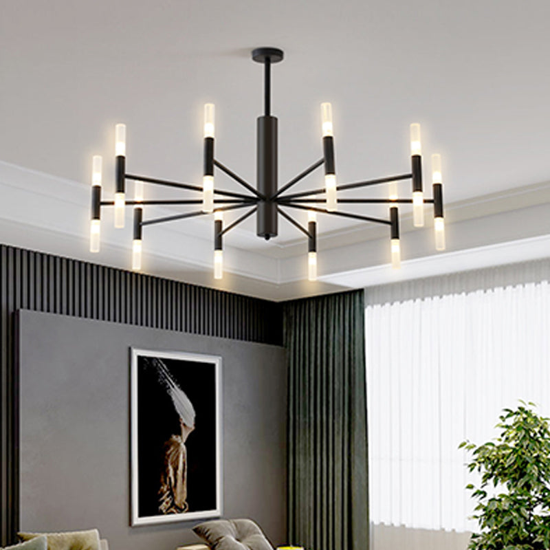 Modern Radial Led Chandelier Light For Living Room Ceiling 20 / Black