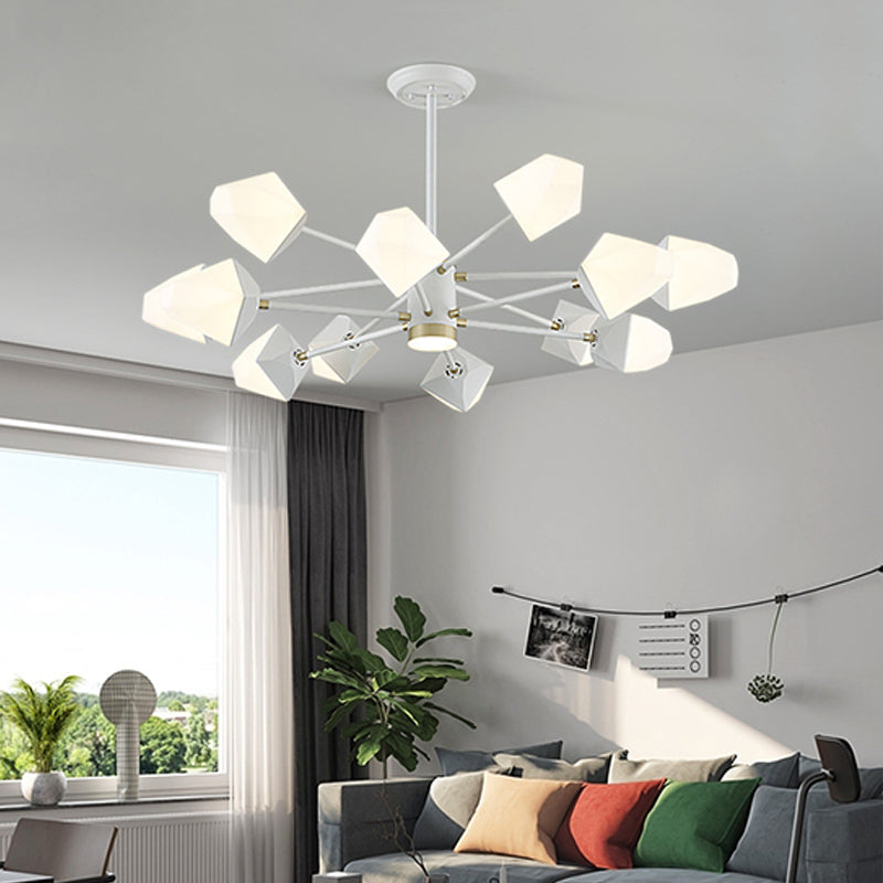 Gemstone-Inspired Led Chandelier For Dining Room - Acrylic Suspension Pendant Light 12 / White