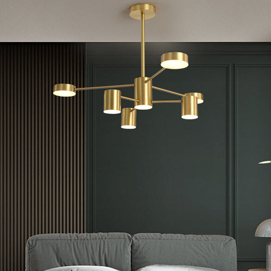 Starburst Led Living Room Chandelier - Minimalist Metallic Pendant Light