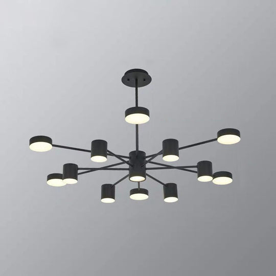 Starburst Led Living Room Chandelier - Minimalist Metallic Pendant Light 12 / Black